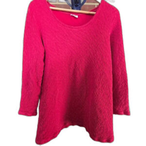 Pure Jill, J. Jill Textured Red 100% Cotton Flowy Crepe Tunic Top Shirt Medium